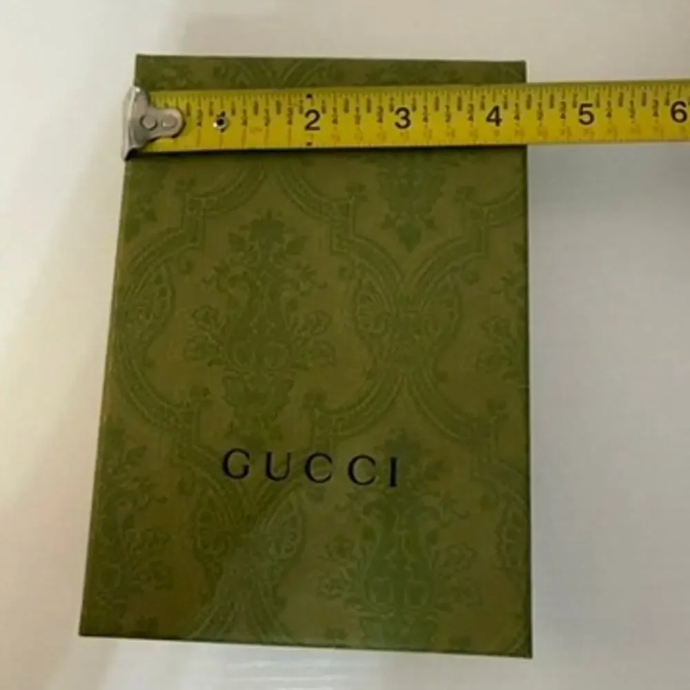 Gucci Green Damask Logo Gift Box Storage Keepsake Box w/ Lid 6.5x4.75 in